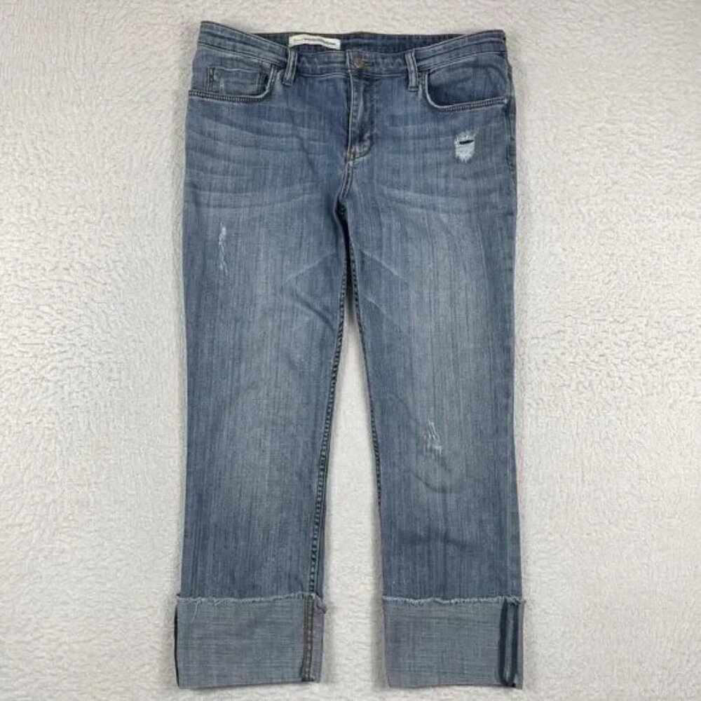 Pilcro Jeans Womens 36 Blue Denim Hyphen Cuffed Distressed Casual Ladies Pants